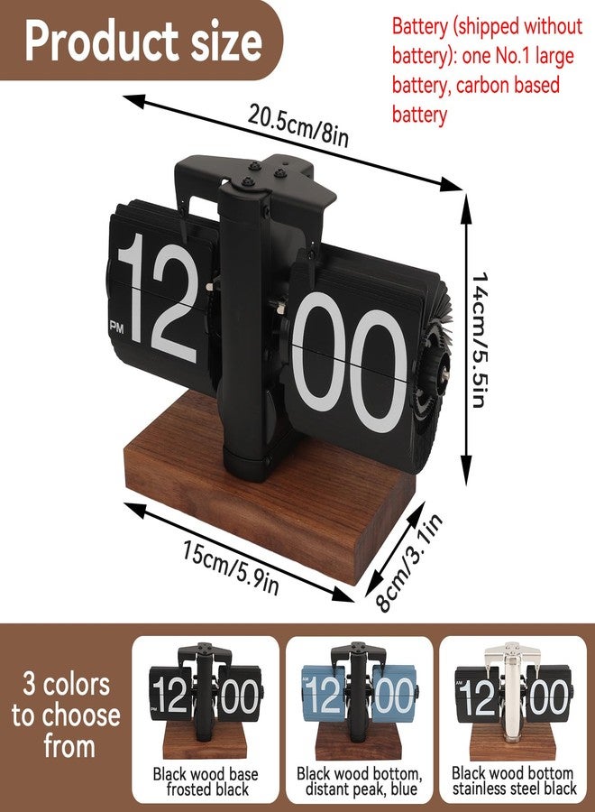 Frdhee Retro Flip Down Clock, Vintage Flip Desk Clock Large Numbers Table Clock with Wood Base for Living Room, Study Room and Office Decor - Image 2